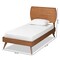 Baxton Studio Aimi Mid-Century Modern Walnut Brown Finished Wood Twin Size Platform Bed 183-11112-11159-Zoro - alternate 7